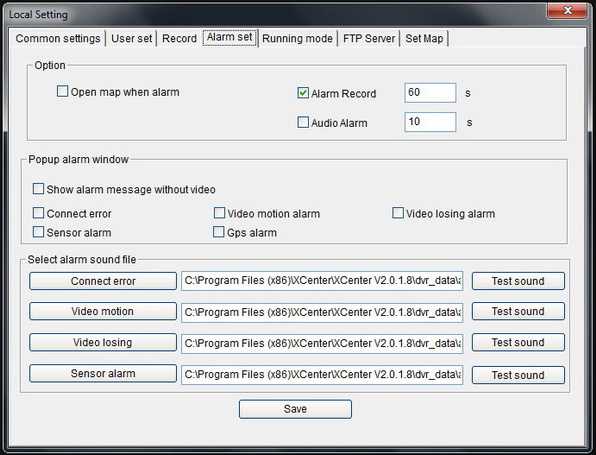 Sysvideo SC6000 Series IP Camera Management Software XCenter UI: Local Setting